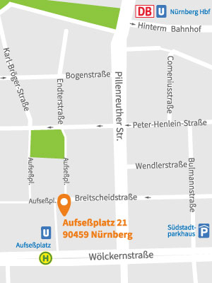 Anfahrtsplan Zahnarzt Dr. Blanke Aufseßplatz 21 Nürnberg